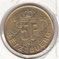 16-131 Люксембург 5 франков 1990г. КМ # 65 UNC алюминий-бронза 5,5гр. 24мм