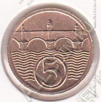 34-132 Чехословакия 5 геллеров 1925г. КМ # 6 бронза 1,7гр. 16,2м