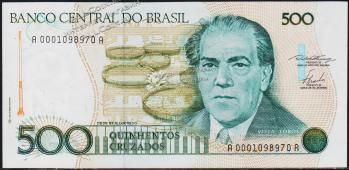 Банкнота Бразилия 500 крузадо 1986 года. P.212а - UNC - Банкнота Бразилия 500 крузадо 1986 года. P.212а - UNC