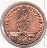 29-67 Албания 1 лек 1996г. КМ # 75 бронза 3,0гр. 16,1мм