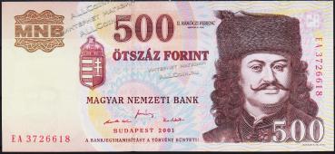Венгрия 500 форинтов 2001г. P.188а - UNC - Венгрия 500 форинтов 2001г. P.188а - UNC