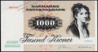 Банкнота Дания 1000 крон 1972(1986 года.) P.53f(2) - UNC - Банкнота Дания 1000 крон 1972(1986 года.) P.53f(2) - UNC