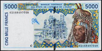 Буркина Фасо 5000 франков 2002г. P.313Cl - UNC - Буркина Фасо 5000 франков 2002г. P.313Cl - UNC