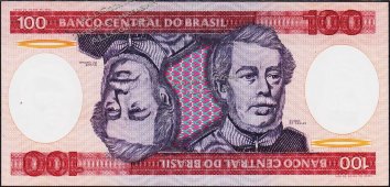 Банкнота Бразилия 100 крузейро 1981 года. P.198а - UNC - Банкнота Бразилия 100 крузейро 1981 года. P.198а - UNC