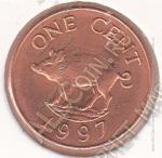 3-78 Бермуды 1 цент 1997 г. KM# 44b UNC Медь-Листовой Цинк 2,5 гр. 19 мм. 