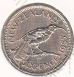 5-167	Новая Зеландия 6 пенсов 1957г. КМ # 26,1 медно-никелевая 2,83гр. 19,3мм