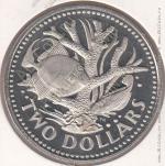 20-22 Барбадос 2 доллара 1973г. КМ # 15 PROOF медно-никелевая 37мм