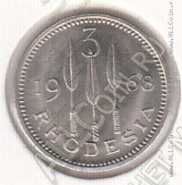 26-55 Родезия  3 пенса=2-1/2 цента 1968г. КМ# 8 UNC медно-никелевая 6,5гр. 27мм