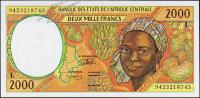 Банкнота Габон 2000 франков 1994 года. P.403Lв - UNC