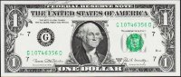 Банкнота США 1 доллар 1969С года. Р.449d - UNC "G" G-D