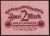 Германия 2 марки 1922г. P.62 UNC
