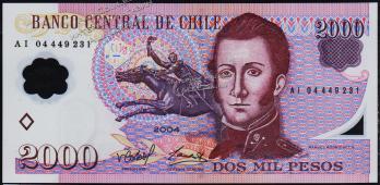 Чили 2000 песо 2004г.  P.160а - UNC - Чили 2000 песо 2004г.  P.160а - UNC