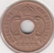 36-131 Восточная Африка 5 центов 1925г. Бронза - 36-131 Восточная Африка 5 центов 1925г. Бронза