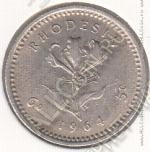 26-56 Родезия  6 пенсов=5 центов 1964г. КМ# 1 медно-никелевая 19,5мм