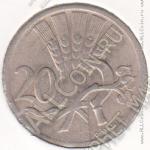 34-134 Чехословакия 20 геллеров 1937г. КМ # 1 медно-никелевая 3,33гр. 20мм
