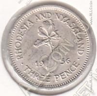30-155 Родезия и Ньясланд 3 пенса 1956г. КМ # 3 медно-никелевая 16,3мм