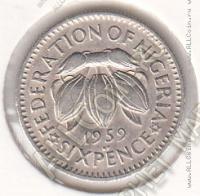 31-126 Нигерия 6 пенсов 1959г. КМ # 4 никель-никелевая 2,5гр. 17,8мм