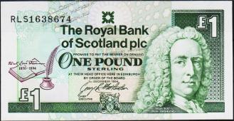 Банкнота Шотландия 1 фунт 1994 года. P.358 UNC  - Банкнота Шотландия 1 фунт 1994 года. P.358 UNC 