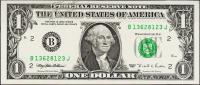Банкнота США 1 доллар 1995 года. Р.496а - UNC "B" B-J