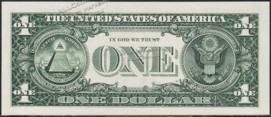Банкнота США 1 доллар 1995 года. Р.496а - UNC "B" B-J - Банкнота США 1 доллар 1995 года. Р.496а - UNC "B" B-J