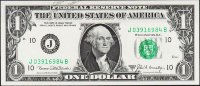 Банкнота США 1 доллар 1969С года. Р.449d - UNC "J" J-B