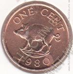 8-110 Бермуды 1 цент 1980г. КМ # 15 бронза 3,11гр. 19мм