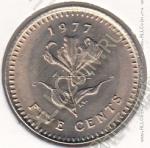 33-122 Родезия  5 центов 1977г. КМ# 13 UNC медно-никелевая 