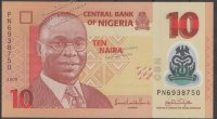 Банкнота Нигерия 10 найра 2009г. P.39а UNC Пластик