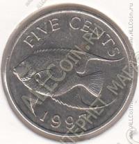 29-70 Бермуды 5 центов 1997г. КМ # 45 медно-никелевая 5,0гр. 21,2мм
