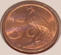 #H9-78 Южная Африка 5 центов 2007г. Бронза. UNC.