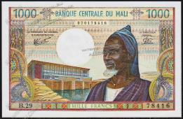 Мали 1000 франков 1970-84г. P.13а - UNC - Мали 1000 франков 1970-84г. P.13а - UNC