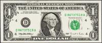 Банкнота США 1 доллар 1995 года. Р.496а - UNC "D" D-A