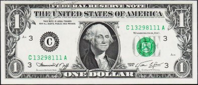 Банкнота США 1 доллар 1974 года. Р.455 UNC "C" C-A - Банкнота США 1 доллар 1974 года. Р.455 UNC "C" C-A