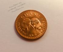 Монета Гана 1/2 песевы 1967 года. КМ#12 UNC Бронза (арт439) - Монета Гана 1/2 песевы 1967 года. КМ#12 UNC Бронза (арт439)