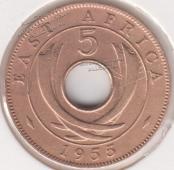 36-141 Восточная Африка 5 центов 1955г. Бронза - 36-141 Восточная Африка 5 центов 1955г. Бронза