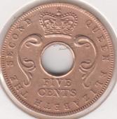 36-141 Восточная Африка 5 центов 1955г. Бронза - 36-141 Восточная Африка 5 центов 1955г. Бронза