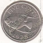 26-58 Бермуды 5 центов 1975г. КМ # 16 медно-никелевая 5,0гр. 21,2мм