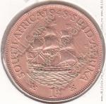 34-59 Южная Африка 1 пенни 1948г КМ # 34.1 бронза 30,8мм