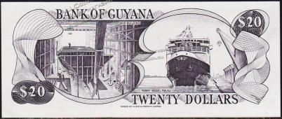 Гайана 20 долларов 1989г. P.24d - UNC- - Гайана 20 долларов 1989г. P.24d - UNC-