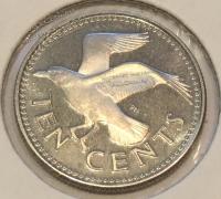 #14-169  Барбадос 10 центов 1975г. Медь Никель. PROOF.