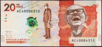 Банкнота Колумбия 20000 песо 02.08.2016 года. P.NEW - UNC