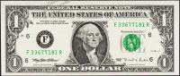 Банкнота США 1 доллар 1995 года. Р.496а - UNC "F" F-R