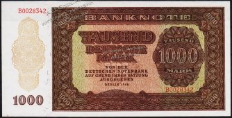 Банкнота ГДР (Германия) 1000 марок 1948 года. P.16 UNC  - Банкнота ГДР (Германия) 1000 марок 1948 года. P.16 UNC 