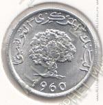 25-72 Тунис 1 миллим 1960г. КМ # 280 алюминий 0,65гр. 18мм