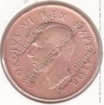 34-60 Южная Африка 1 пенни 1941г КМ # 25 бронза 9,3гр. 30,8мм