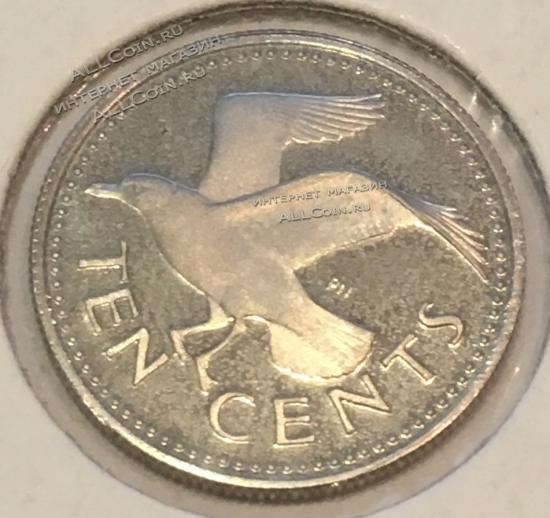 #14-174 Барбадос 10 центов 1977г. Медь Никель. PROOF. 
