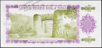Банкнота Тонга 5 паанга 1992 года. P.27 UNC - Банкнота Тонга 5 паанга 1992 года. P.27 UNC