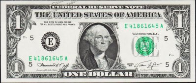 Банкнота США 1 доллар 1974 года. Р.455 UNC "E" E-A - Банкнота США 1 доллар 1974 года. Р.455 UNC "E" E-A