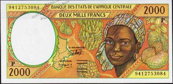 Банкнота Чад 2000 франков 1994 года. P.603Pв - UNC - Банкнота Чад 2000 франков 1994 года. P.603Pв - UNC