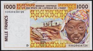 Мали (Зап. Африка) 1000 франков 2003г. P.411Dm - UNC - Мали (Зап. Африка) 1000 франков 2003г. P.411Dm - UNC